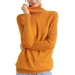Merino Wool Cashmere Sweater Women Turtleneck Long Sleeves Autumn Winter Women's Knitting Jumper Female Pullover 210907