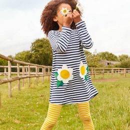 Autumn Girls Clothes Toddler Polka Dot Rainbow Dresses Baby Kids Cotton Stripe Flowers Casual Dresses Children Costume Q0716