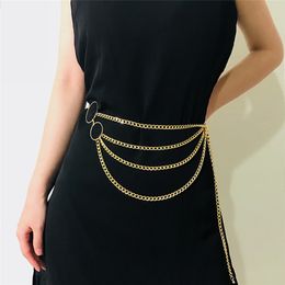 Punk Layered Chunky Thick Miami Curb Chains Body Jewelry Sexy Waist Belly Chain for Women Friend Clothing Accessories