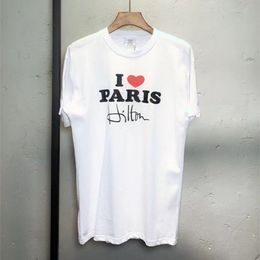 I Love Paris Signature Couple Lovers Vetements T-Shirt Summer Casual Oversized Embroidery Vetements T Shirt Short Sleeve Tees C0325