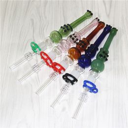 Smoking Glass Concentrate Dab Straw Pipes Mini Nectar Durable Smoke Accessory with 14mm quartz tips ash catchers dabber tools