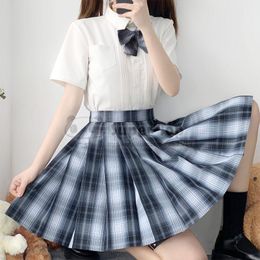 Clothing Sets [Scorpio] Long Sleeve JK Uniform Female Full Suit Summer Autumn White Shirt Original Plaid Pleated Skirt School Girl Clothes