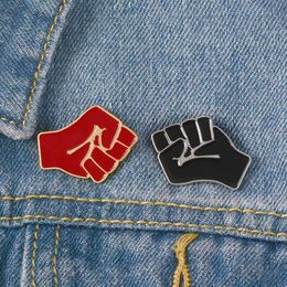 Pins, Brooches Raised Fist Pins Black Red Solidarity Symbol Jewellery For Men Women