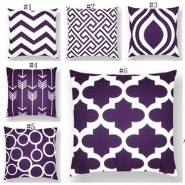 new Cushion Cover Purple Geometric Decorative Pillow Case Throw Pillowcase Soft Bed Pillow Case Car Office Home Decor 6 Design Wholesale EWF