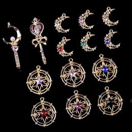 New Baroque Style Star Moon Pendant magic party Favour Sceptre alloy accessories pendant DIY Jewellery accessories batch RRB13874