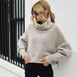 Autumn Winter Turtleneck Sweater Pullovers Women Vintage Pink Casual Streetstyle Knitted Jumper Harajuku Tops 210427