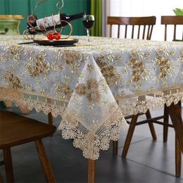 Table-cloth Luxury Lace Embroidery Cloth for Home el Wedding Banquet Party Cloths Furniture Cover Dust 211103