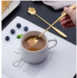 Stainless Steel Spoon Cherry Rose Gold Silver Scoop Coffee Spoons Christmas Gifts Kitchen Accessories Tableware Decoration