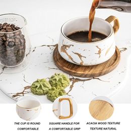 Creativity Nordic Style Gold Ceramic Mug Marble Tea Coffee Cup Luxury Water Cafe Milk And Saucer Set Mugs
