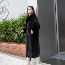 Women's Fur & Faux Coat Quality Real Superior Winter Thick Mink Female Jacket Long Sleeve Knee-length Outwear Super Warm