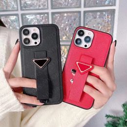 Top Trendy Triangle Wrist Strap Phone Cases for iPhone 13 13pro 12 Pro Max 12pro 11 11promax PU Leather Texture Case Anti-Skid Design Cover