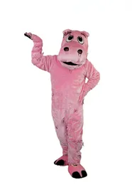 Mascot Costumes Halloween Cartoon Pink Hippo Mascot Costume Cartoon Party Dress Christmas