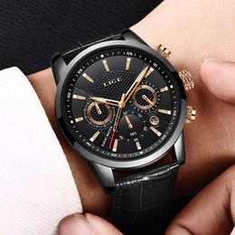 Reloj Hombre LIGE Brand Luxury Men Watch Casual Leather Sports Watches Mens Waterproof Analog Quartz Clock Chronograph 210527