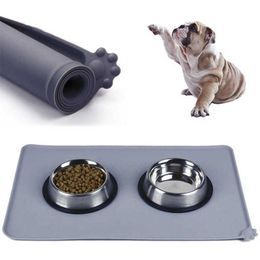 Waterproof Pet Mat For Dog Cat Silicone Pet Food Pad Pet Bowl Drinking Mat Dog Feeding Placemat Easy Washing Mats 211009