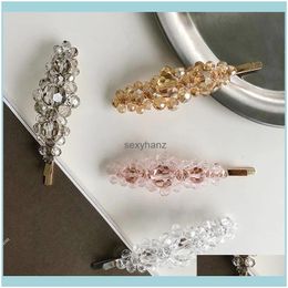 Clips & Barrettes Jewelry Crystal Pearl Flower Side Fashion Hair Aessories Female Alloy Transparent Hairpin Wild Boutique Headwear Clip Drop
