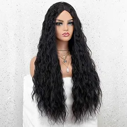 Synthetic Curly Wigs for Women Long Wavy Wig with Middle Parting Heat Friendly 22 Inches Machine Made Daily Usefactory direct