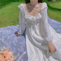 Vintage Fairy Dress Women Elegant Designer Chiffon Long Sleeve French Party Midi Casual Women's Clothing Summer 210529
