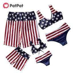 Arrival National Day Star Striped Matching Swimsuits 210528