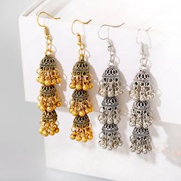 Women's Retro Long Gold Jhumka Dangle Earring Indian Jewellery Classic Bells Tassel Drop Earrings