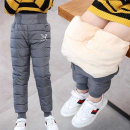 Warm Thicken Boys Girls Down Pants Winter Children High Quality Trousers Teens Boy Girl Kids Ski Padded 211103