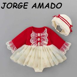 Autumn Baby Girl Bodysuit Lace Bow Long Sleeve Romper born Clothes 0-2Y E6359 210610
