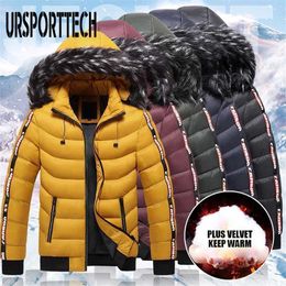 Winter Jacket Men Parka Hooded Fur Collar Men's Warm Thicken Windproof Hat Parkas Fashion Casual Hoodies Outwear 211214