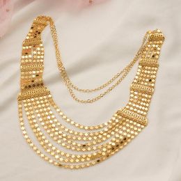 gold arabic necklace Australia - Chains Copper Gold Plated Necklace For Arabic Bridal Jewelry Turkish Luxury Wedding Accessories Big Women