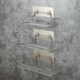 Stainless Steel Shower Organiser Basket Bathroom Shelf Shower Basket Wall Mounted Storage Shelf Rack with Suction Cup 210724