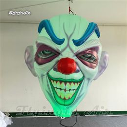 Personalised Lighting Inflatable Clown Head Balloon 2m/3m Air Blown Demon Mask Replica With RGB Light For Halloween Decoration