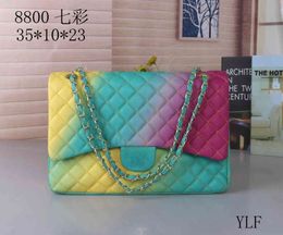 Shoulder bag rainbow luxury digner handbag ladi fashion chain leather gradient Colour Colourful evening wallet small 2021A509
