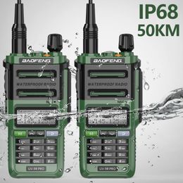 acessórios de yaesu Desconto Walkie Talkie 2pcs Baofeng UV-9R Pro IP68 impermeável UHF VHF Ham CB Rádio Atualizado de UV9R 50Km Long Range
