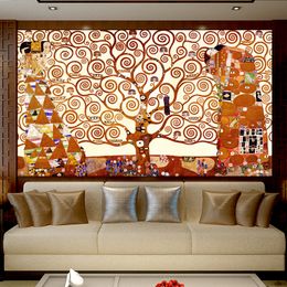 Hot sell Gustav Klimt Tree of Life Canvas Painting Wall Art Prints Posters Classical Abstract Painting on canvas For Living Room