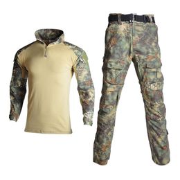 Tactical Camouflage Military Uniform Clothes Suit Men Combat Shirt + Cargo Pants With Knee Pads Hunting Sets