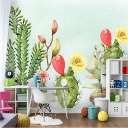 Wallpapers Nordic Hand Painted Cactus Tropical Plant Mural For Living Room Bedroom TV Background Walls 3D Wall Papers Home Decor