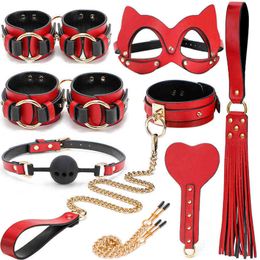 Bondages Multiple styles Exotic Sex Products For Adults Games Bondage Set BDSM Kits Handcuffs Toys Whip Gag Tail Plug Women 1122