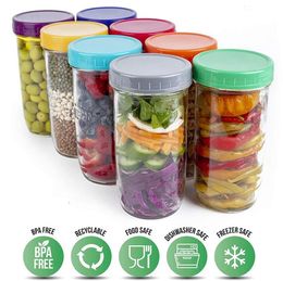 8 colors Colored Plastic Mason Jar Lids for Ball Regular Mouth Wide Mouth BPA Free Food Grade Plastic Storage Caps for Mason/Canning