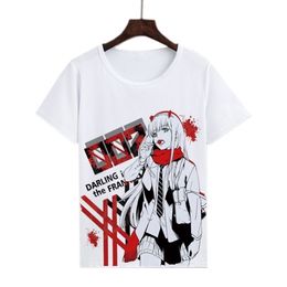 Anime DARLING in The FRANXX HIRO TShirts Zero Two Code 002 Print T-shirts Men Short Sleeve Tops Casual Summer Tees Y0323