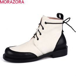 MORAZORA fashion women boots comfortable low heel round toe ladies shoes autumn winter ankle boots 210506