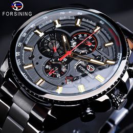 Forsining 2021 3 Dial Calendar Multifunction Military Luminous Hand Mens Mechanical Sport Automatic Wrist Watch Top Brand Luxury