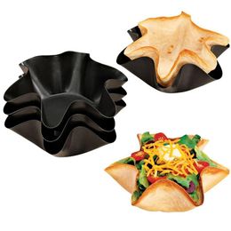 2pcs/pack 6/8inch Non-stick Fluted Tortilla Pan Taco Salad Bowl Pans Shell Maker Egg Tart Flower Baking s Brioche Mould