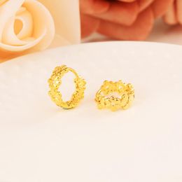 Gold Trendy Flower Hoop Earrings For Women Kids Filled Concave And Convex Pageant Fashion Jewellery Gifts & Huggie