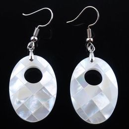 Geometric Oval Charm Earrings Natural MOP Shell Genuine Mother of Pearl Shells Earring 5 Pairs