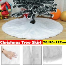 Carpets 30/36/48inch Christmas Tree Skirts Plush Luxury Faux Fur Mas Skirt For Decoration Year Party Holiday Decor