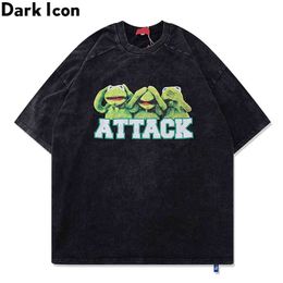 Frog Attack Oversize Men's T-shirt Short Sleeve Summer Short Sleeved Tshirts for Man Streetwear Cloth 210603