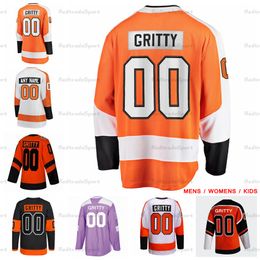 Mi08 Customise Mens Womens Kids 00 Gritty Hockey Jerseys Black Orange Custom Shirt Ladies Youth Stitched Jersey