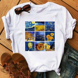Van Gogh Vintage Print Art T Shirts Women T-shirt Female Harajuku Ulzzang Tees Shirt Fun T-shirts Aesthetic Casual Femme