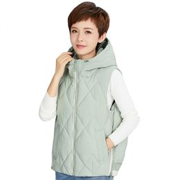 High Quality Women's Winter Short Vest Korean Style Solid Hooded Loose Coats Female Sleeveless Jacket Stand Collar Waistcoat 210817