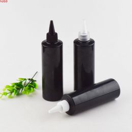 25 X 250ml Black Plastic Bottles With Pointed Mouth Caps ,250CC Refillable For Cosmetics Pack, DIY Liquid Lotion Bottleshigh qty