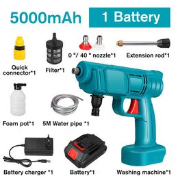 Other Power Tools 30Bar 10000mAh Cordless Electric High Pressure Washer Rechargeable Auto Car Washing Spray Gun Water Gun for Makital 18V Battery