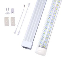 8FT Integrated LED Tube Light V Shape, 72W 100W 144W Shop Lights Works Without T8 Ballast, Clear Lens Cover, Cold White 6000K Pack of 25
